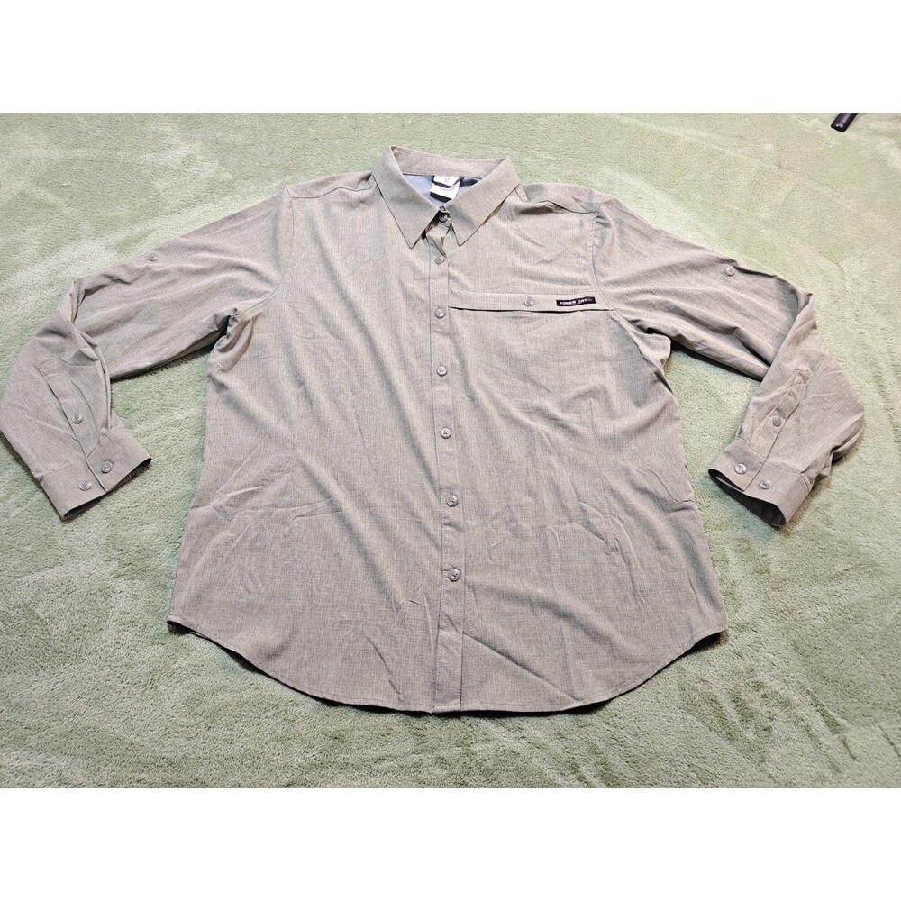 Donkey Andy Women XL Gray Power Dry Fishing Shirt Long Sleeve Vented Trail